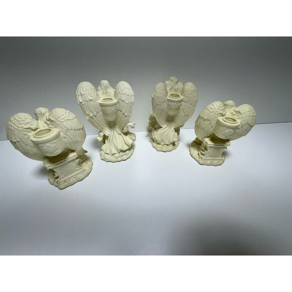 Partylite Taper Candle Holder Figurine Retired Set of Five Bisque Porcelain - Picture 2 of 6